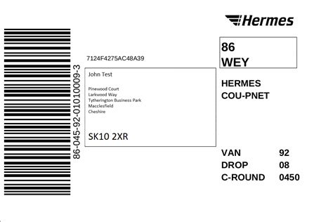 hermes shipping label printable